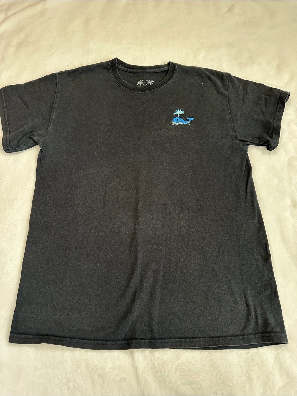 3/$20 riot society Black Short-Sleeve Tee with Blue Whale Logo Medium